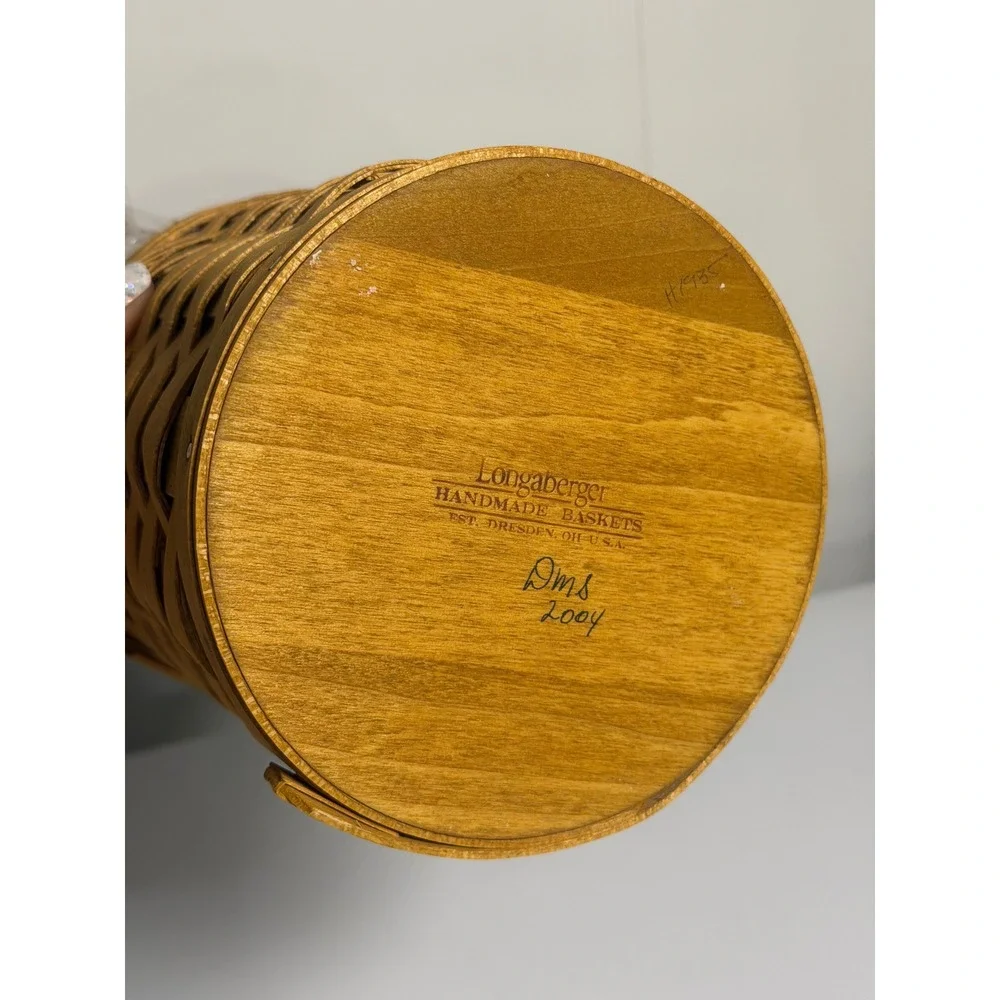 Longaberger Small Canister Basket Brown Wood Woven Kitchen Storage Lid 2004